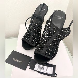 Versace mesh rhinestone high heels sandals. BNWT